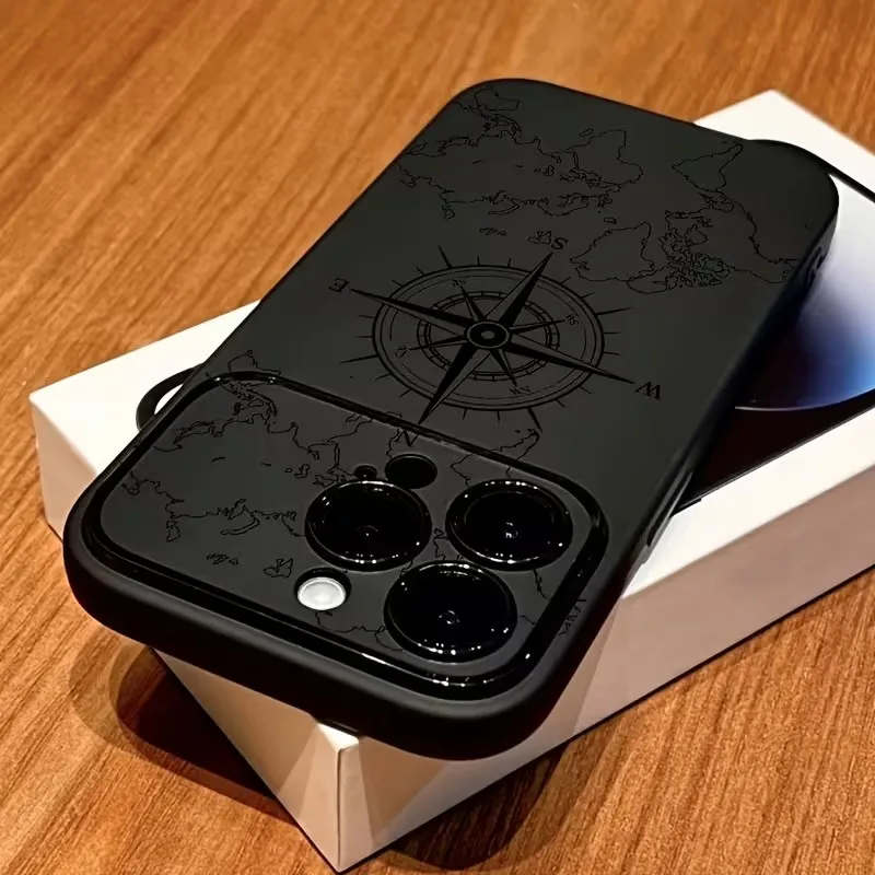 iPhone 15 Plus: Handyhülle Hüllen Kreatives Kompass-Muster Stoßfeste Weiche Schutzhülle