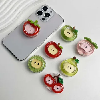 Niedliche Frucht-Serie, Mobiltelefonhalter, Harzmaterial, roter Apfelsteckdosengriff, faltbarer