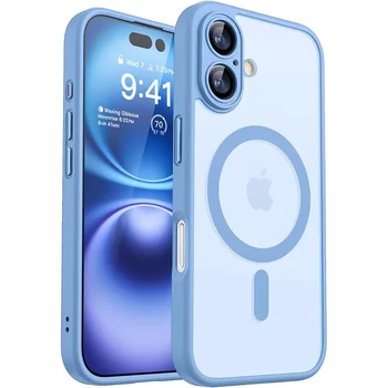 IPhone 16 Plus: Magnetic Luxury Matte Translucent Armor Shockproof Case For Magsafe Wireless Charge Cover