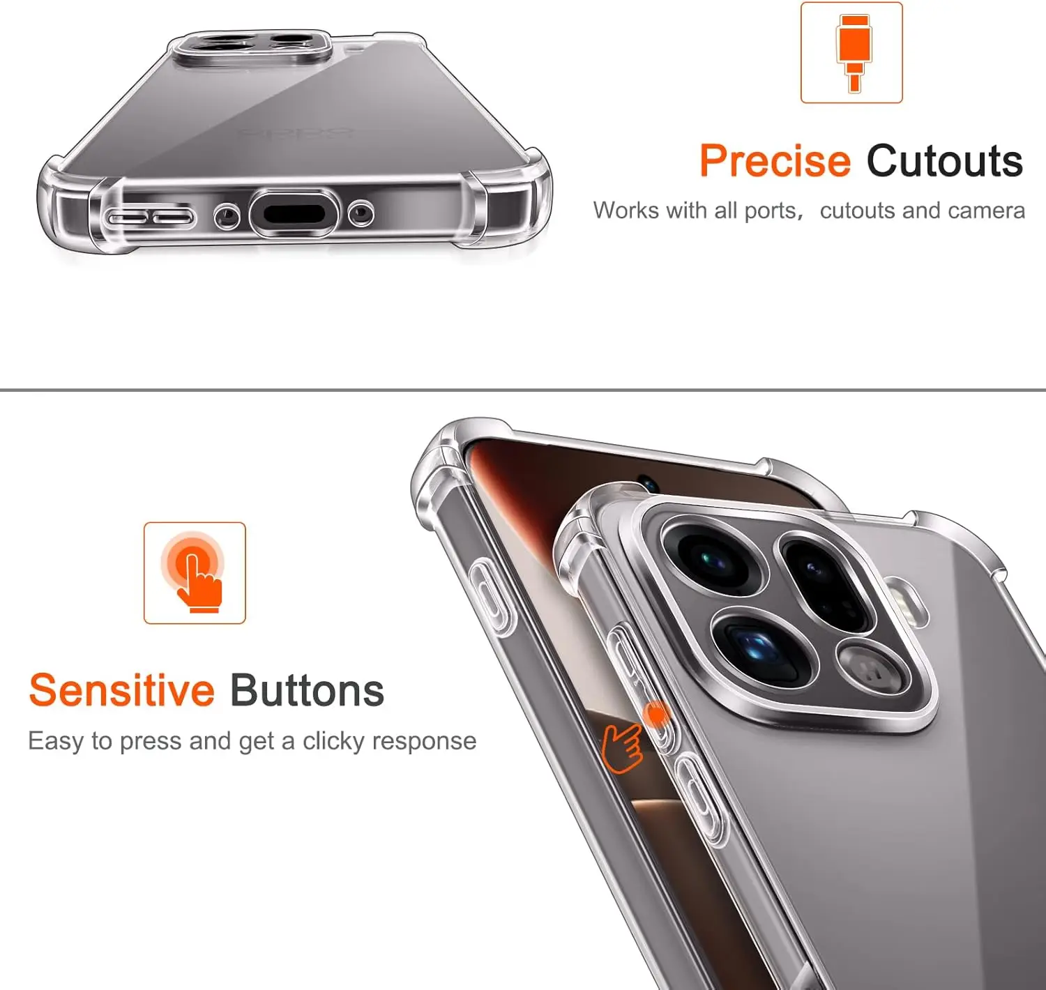 Vier-Ecken Stoßfeste TPU-Hülle Ultra X8S Find X8 Pro Schutzhülle Transparente Schale Capa Fundas – Bild 6