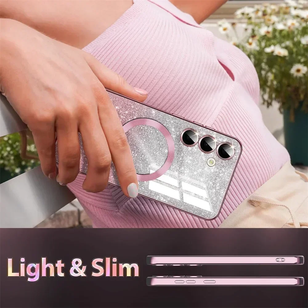 Glitzer-Hülle Kabelloses Laden Magnetische TPU Softcover – Bild 5