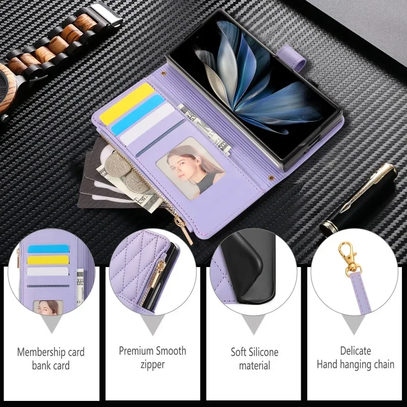Handgelenkriemen-Brieftasche mit Kartenhalter Handyhülle Fold6 Fold5 Lederhülle – Bild 2