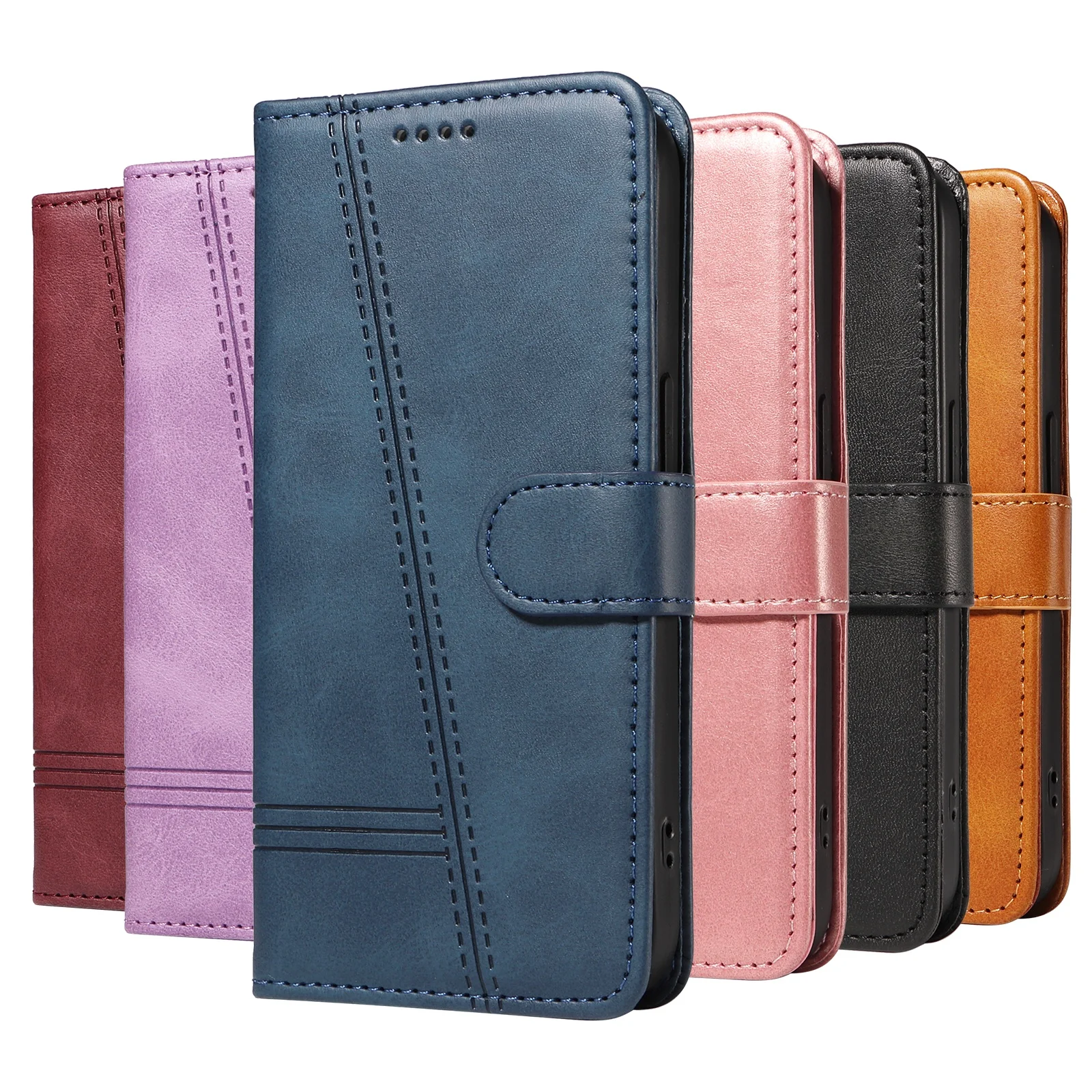 Linie Ledertasche Lite Flip Wallet Magnetische Karte Abdeckung Funda – Bild 2