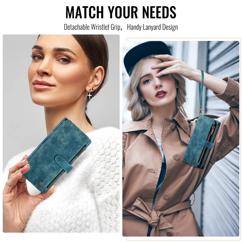 Reißverschluss-Leder-Brieftaschen-Handyhülle Fold8 Fold7 Fold6 mit Handschlaufe und Kartenfächern – Bild 5