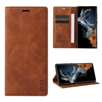 Galaxy A55: Brieftasche Magnetische Flip Ledertasche Rand