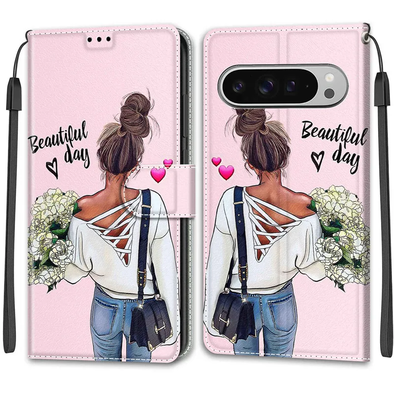 Blumenmuster Flip Case Wallet Leder Phone Cases Stand Book Cover Taschen – Bild 3