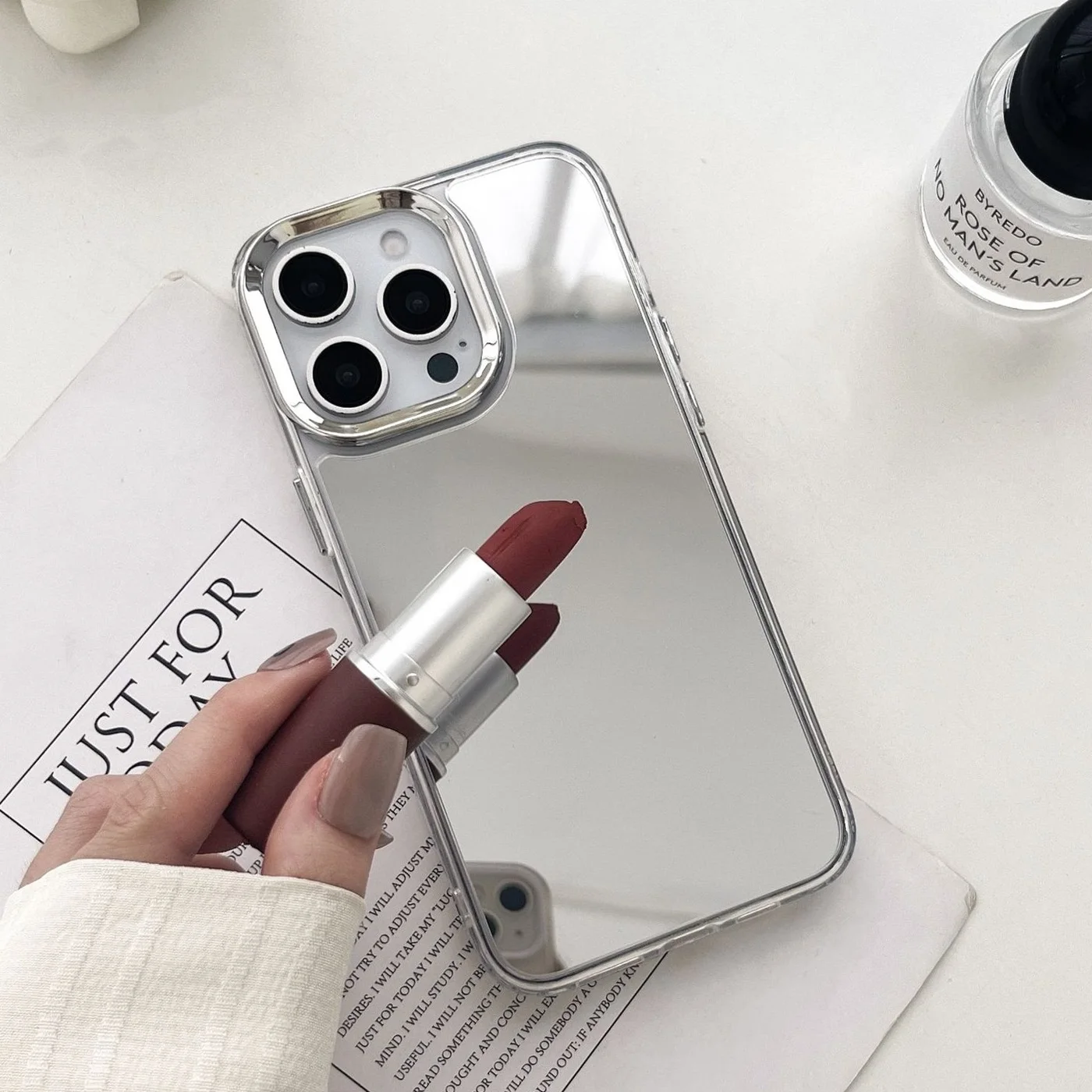 iPhone 14 Plus: Luxus-Beschichtung, Make-up-Spiegel-Telefonhülle, hartes Acryl, stoßfeste Bumber-Abdeckung