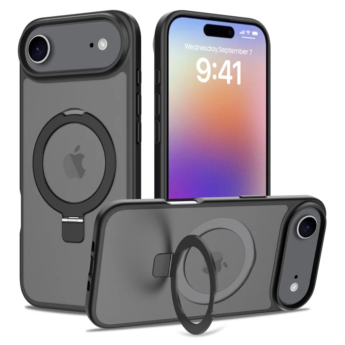 iPhone Air: 2025 Handyhülle mit integriertem Ständer, kompatibel mit MagSafe, stoßfeste, schlanke, durchscheinende, matte