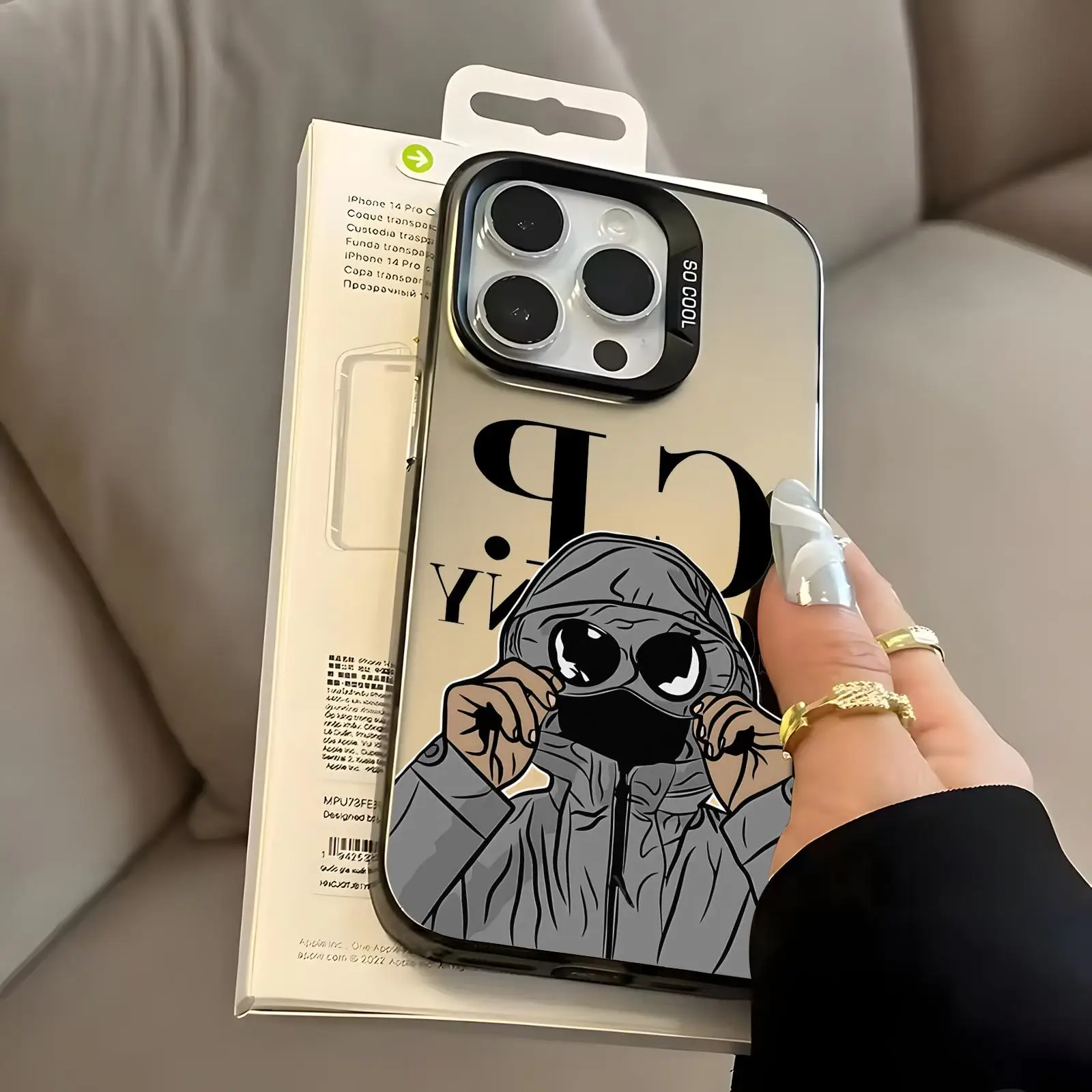 iPhone 15 Pro Max: C-p-s Senior Cool Handyhülle Silber IMD Handyhülle Luxus C-ComPany Stoßfeste Hülle
