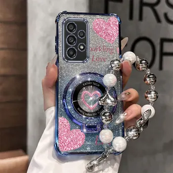 Galaxy A15: Strap Glitter Schöne Liebe Telefon Halter Fall