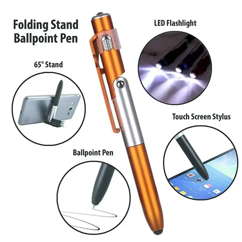 4-in-1-Multifunktions-Kugelschreiber mit LED-Licht, zusammenklappbarer Telefonhalter, Nachtlesen, Schreiben, Bleistift, Büro, Schule, Studenten, Schreibwaren – Bild 6