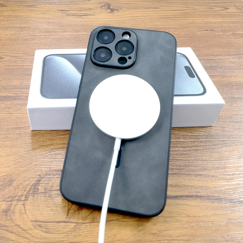 Luxuriöses PU-Leder Hirschleder-Etui für MagSafe Kabelloses Laden Hülle – Bild 6