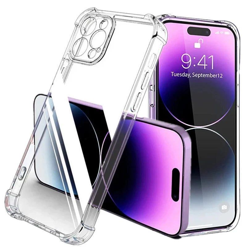 iPhone 11 Pro: Stoßfeste, transparente Silikon-Handyhülle -Objektivschutz-Rückseite