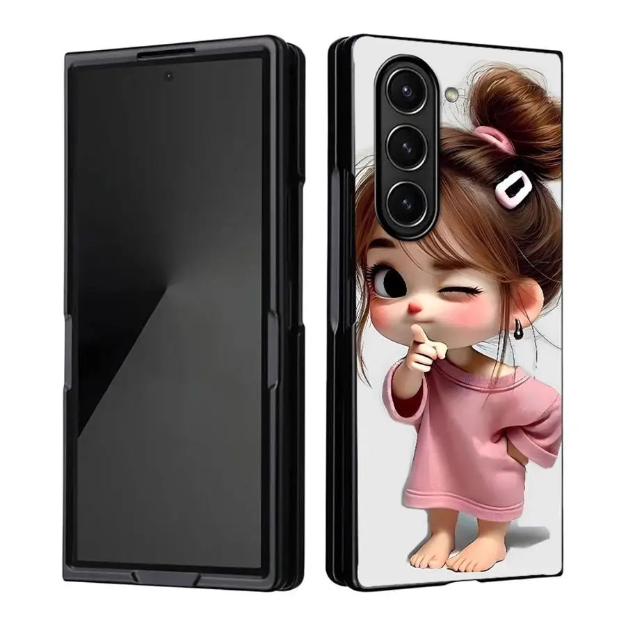 Galaxy Z Fold4: Rückseite Handyhülle Cartoon Girl Muster