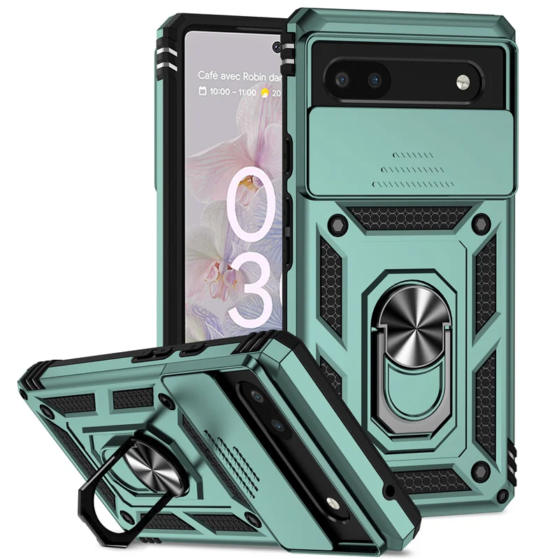 Pixel 7 Pro: Slide Kamera Schützen Abdeckung Magnetische Ring Halter Stoßfest Rüstung Telefon Fall