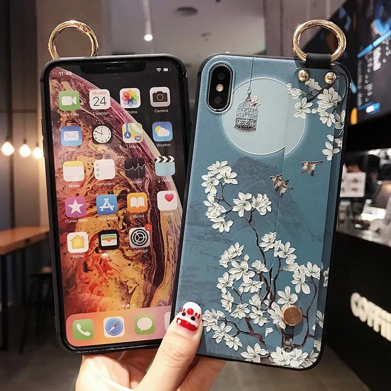 Handgelenkschlaufe-Hülle Plum Blossom Soft TPU Phone Holder Cover – Bild 6