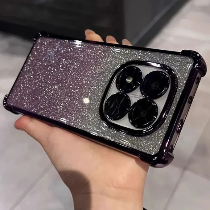 Redmi Note 13 Pro 5G: Hülle, stoßfest, glitzernde Abdeckung 14C 13C 12, weiche Silikonhülle 14pro