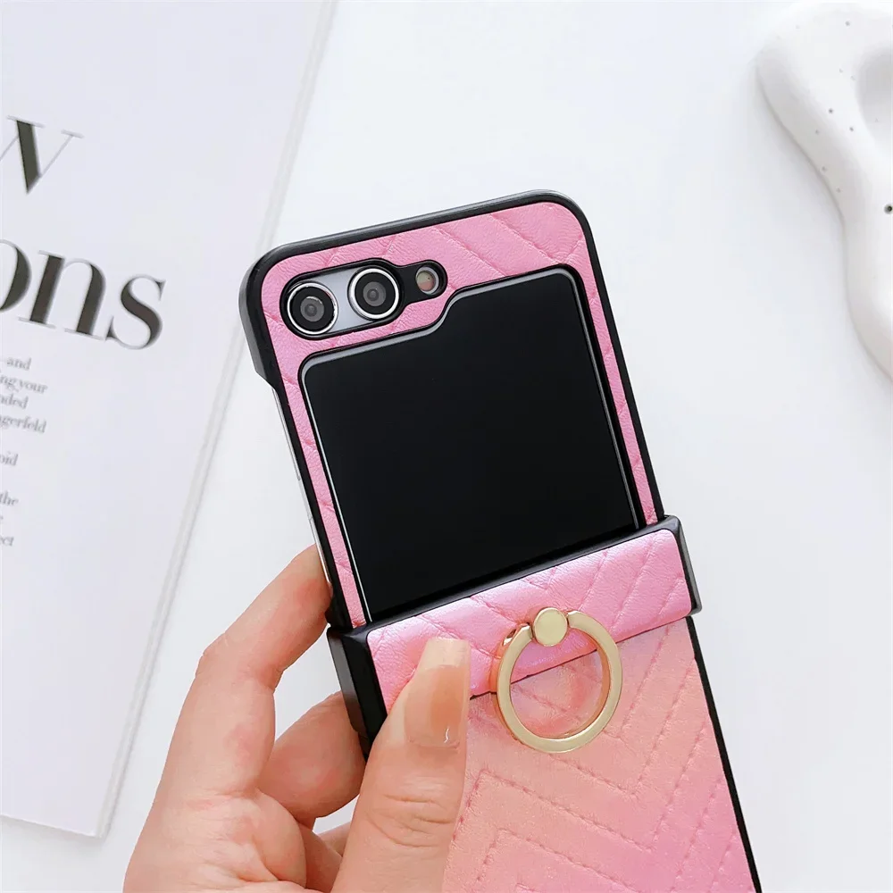Ring Halter Fall Luxus Gradienten PU Leder Telefon Abdeckung Flip5 – Bild 3
