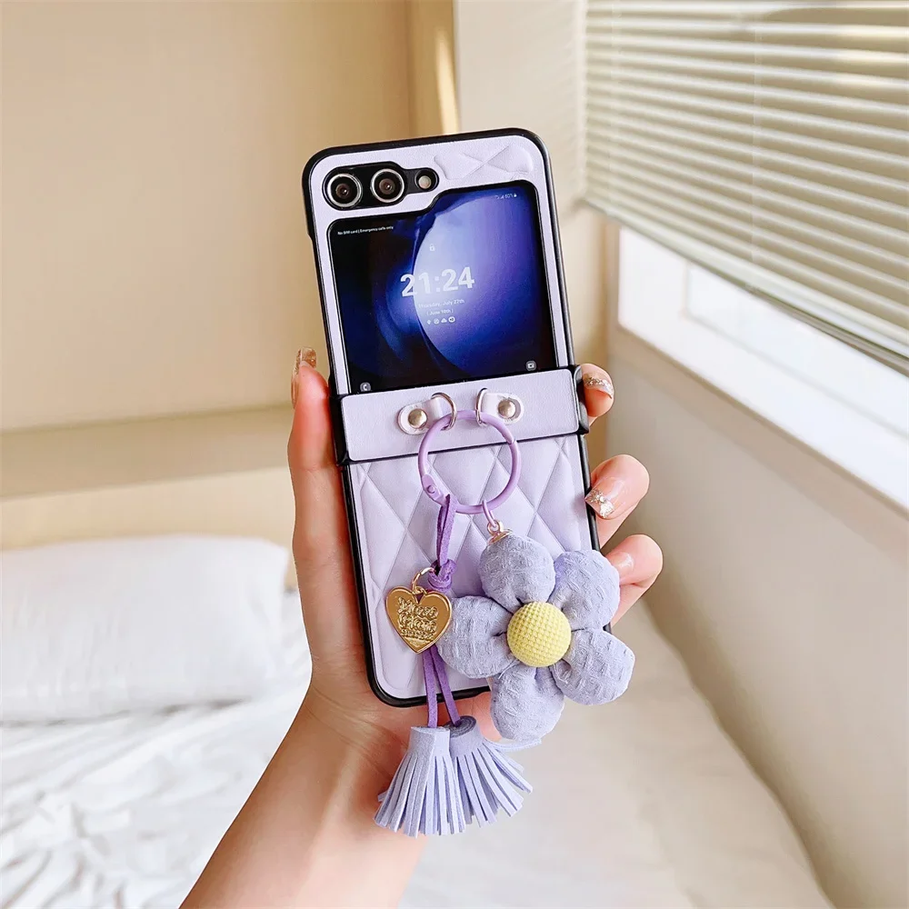Leder-Blumen-Ring-Handyhülle Flip7 Flip6 Flip5 Flip4 Flip3 5G Stoßfeste Schutzhülle – Bild 4
