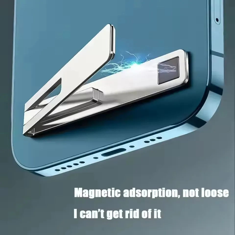 Magnetischer Ultraflacher Faltbarer Handyhalter aus Metalllegierung, Universeller Tischständer für Mobiltelefone – Bild 4