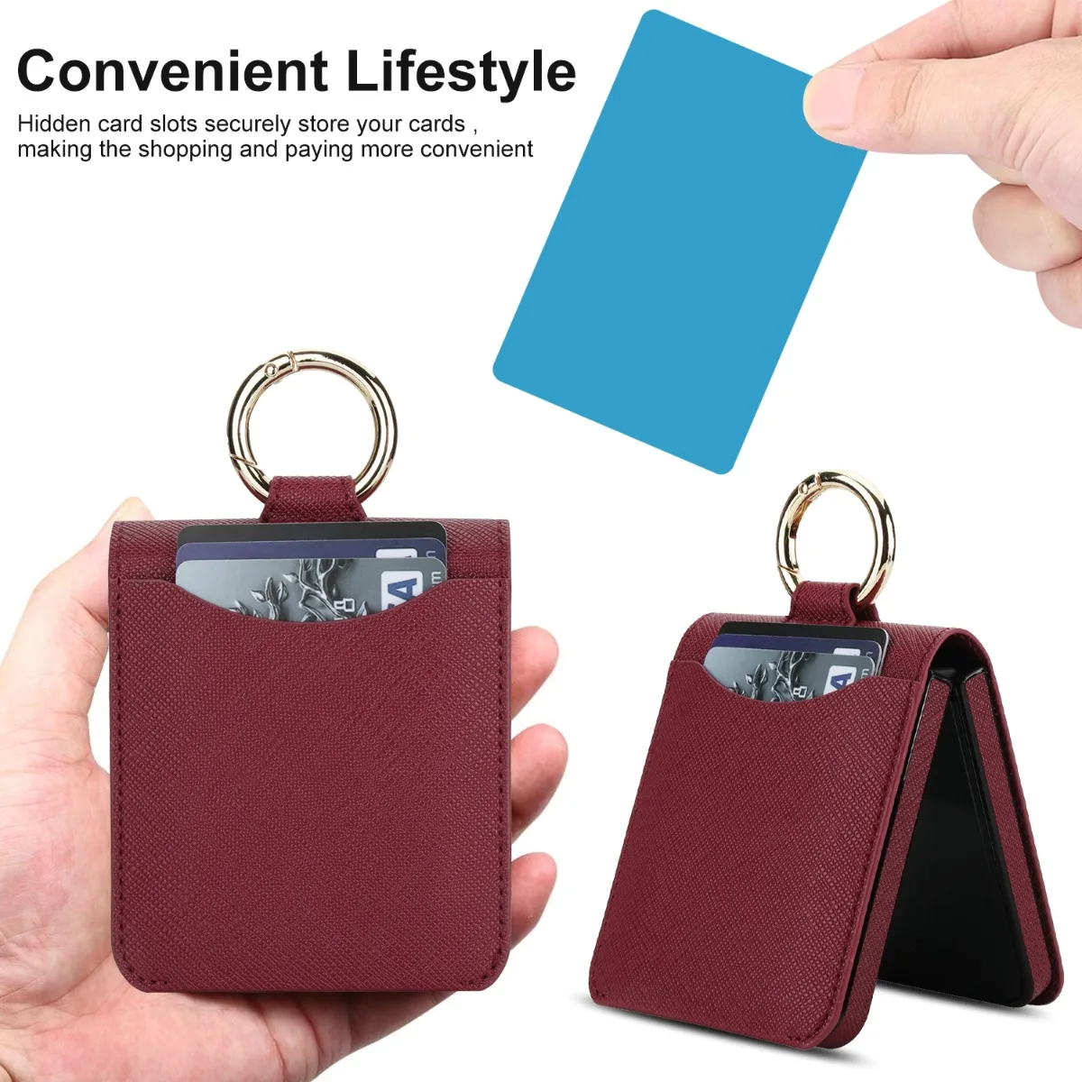 Leder-Handyhülle mit Kartenfächern und Ringhalter Flip7 Flip6 Flip5 Flip4, Geldbörsen-Abdeckung – Bild 4
