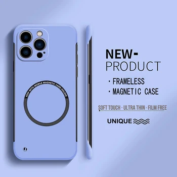 iPhone 14 Pro: Ultradünne, matte, harte PC-Magnet-Handyhülle in rahmenloser Farbe