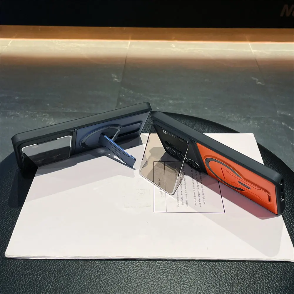 Magnetische Handyhülle mit Ständer – Schutzhülle mit Kameraobjektiv-Glashalterung – Bild 2