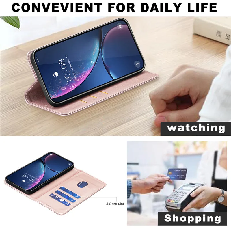 Luxus Leder Flip Telefon Fall Lite 5G NE Magnetische Abdeckung Einfarbig Brieftasche Taschen – Bild 4
