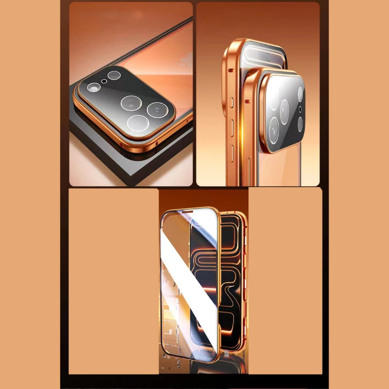 360 ° Vollständiger Schutz aus Metall, magnetisch, doppelseitig, mit Schnappverschluss, Handyhülle Bumper Cover – Bild 5