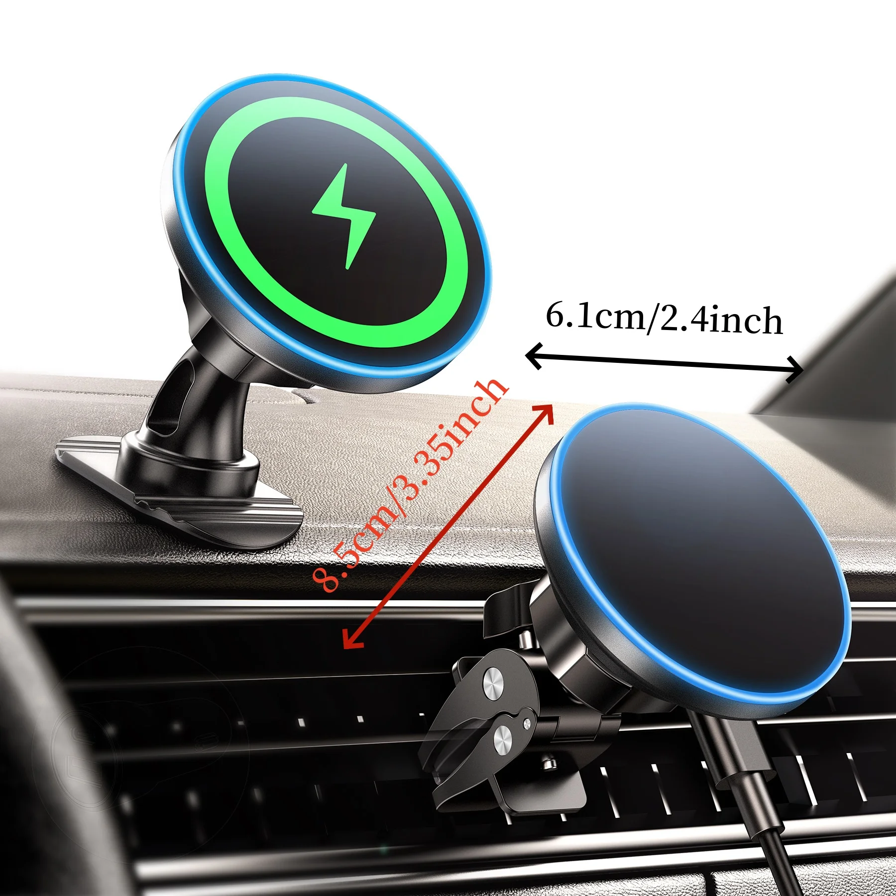Für MagSafe Auto-Ladegerät, 15W Magnetisches Kabelloses Auto-Ladegerät, Universelle Kabellose Auto-Ladehalterung für – Bild 2