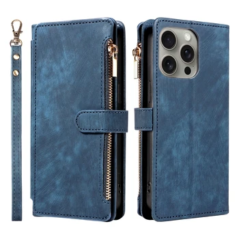 iPhone Air: Reißverschluss Magnetische Flip PU Leder Handyhülle Diebstahl- und Anti-Fall-Brieftaschen-Abdeckung