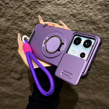 Redmi Note 13 5G: Rüstung Magnetische Hülle mit Lanyard Slide Kamera Schutz stoßfeste Abdeckung