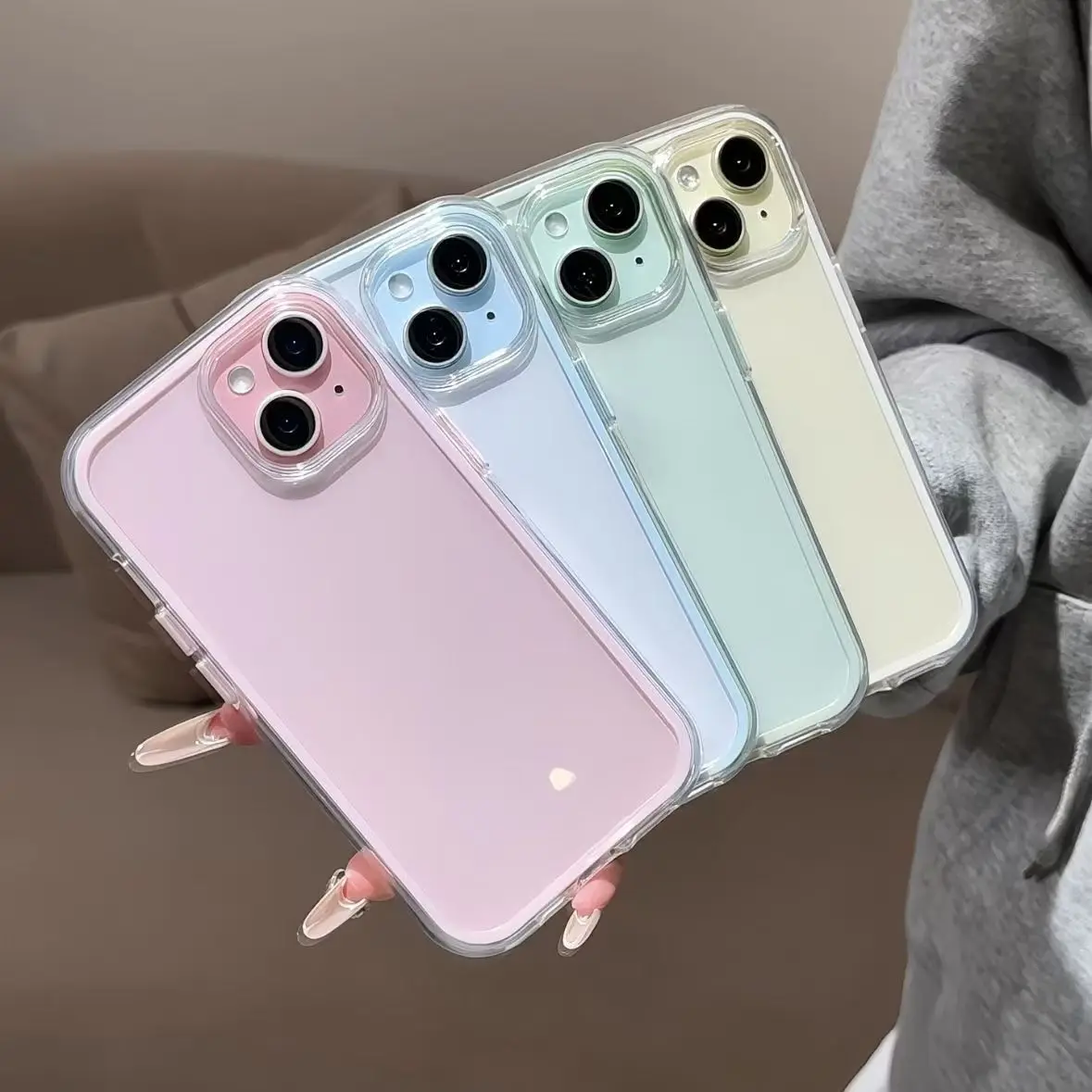 Luxus Candy Farbe Rahmen Klare Rückseite Telefon Fall Acryl Stoßfest Stoßstange Abdeckung – Bild 5