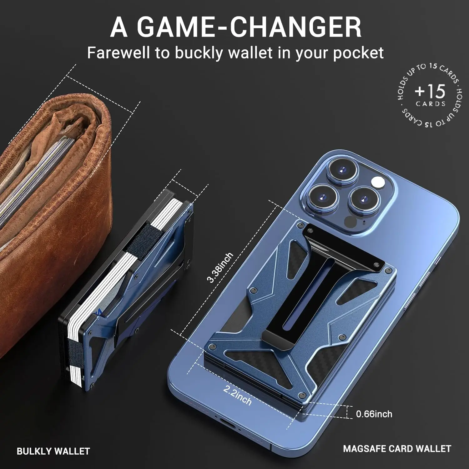 MagSafe Wallet Geldklammer mit AirTag-Halter und 1 Magnetfolie, kompatibel mit magnetischen und nicht-magnetischen – Bild 4