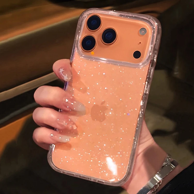 iPhone 16: Luxuriöse Modische Glitzernde Transparente Handyhülle Cover