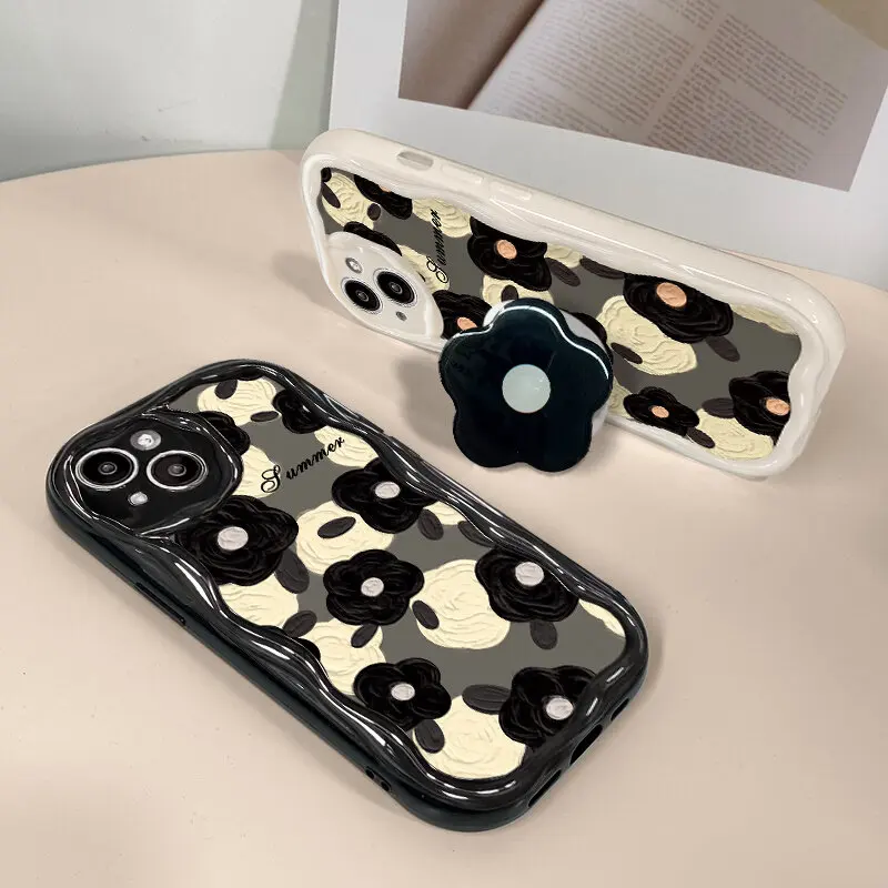 Rosa Lächeln Blumendruck Halterung Hülle Floral Case Cover – Bild 4