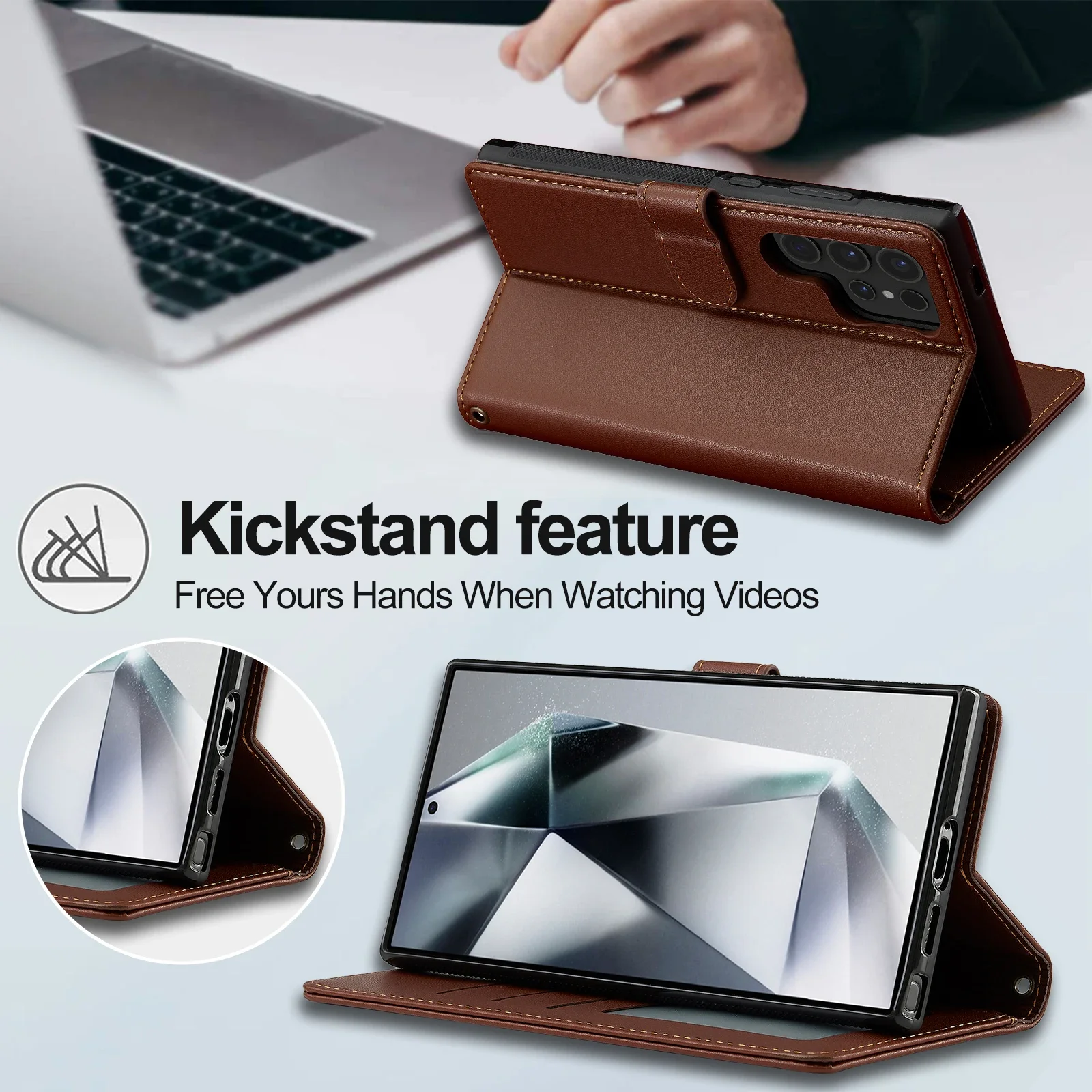 Ledertasche Magnetische Flip Wallet – Bild 3