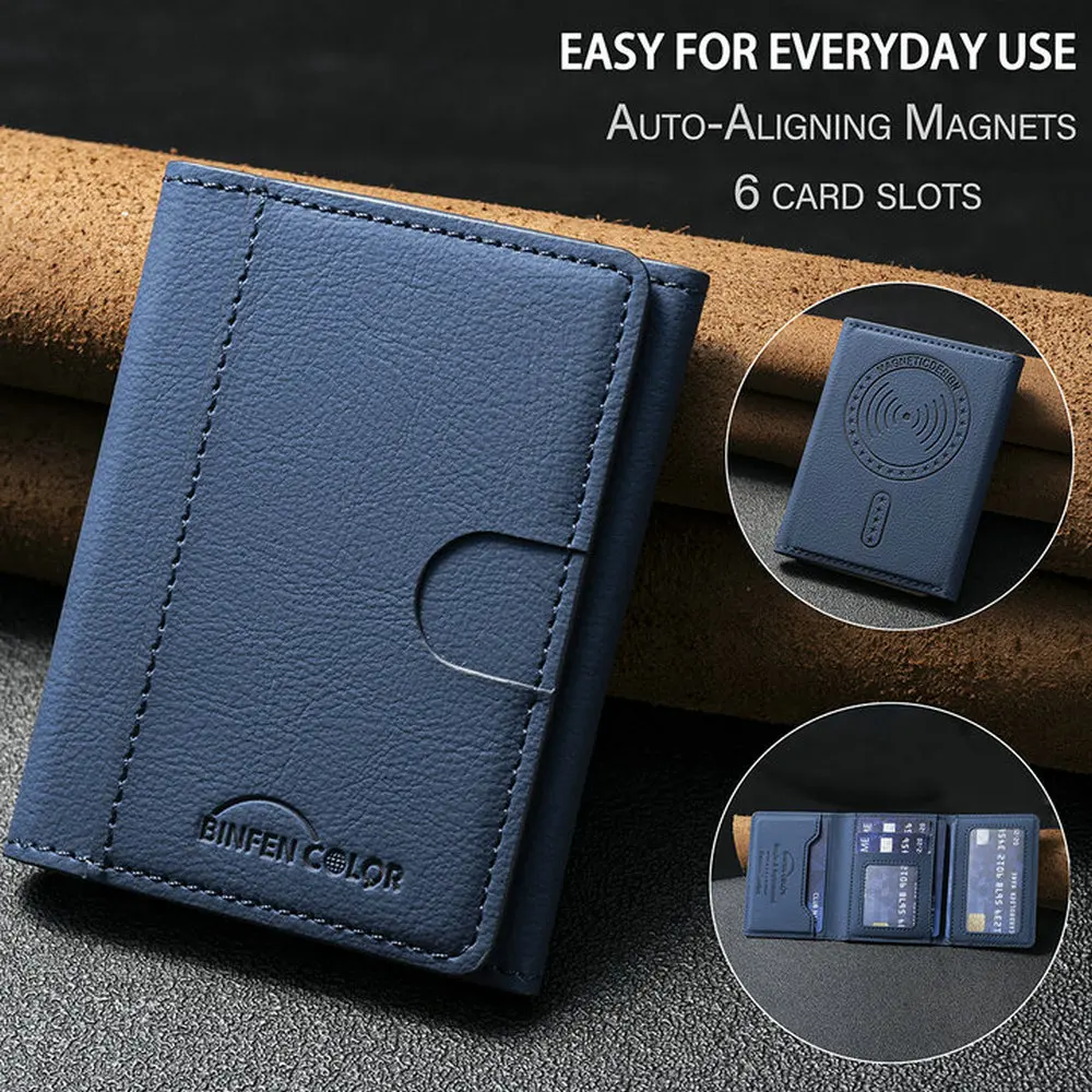 Magnetischer Kartenhalter aus Leder, geeignet für Magsafe-Funktion, Handyhülle, Brieftasche, Flip-Kartenfach, Ständer – Bild 5