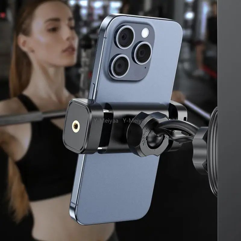 Magnetischer Handyhalter für Fitnessstudio, 360-Grad-verstellbarer Ständer für Mobiltelefone, kompatibel mit 4–7 Zoll großen Smartphones, Legierungsbasis und Gelenk – Bild 5