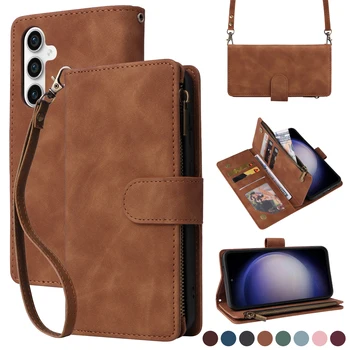 Galaxy S21+: Crossbody Reißverschluss Kartenhalter Brieftasche Tasche Hülle Cover