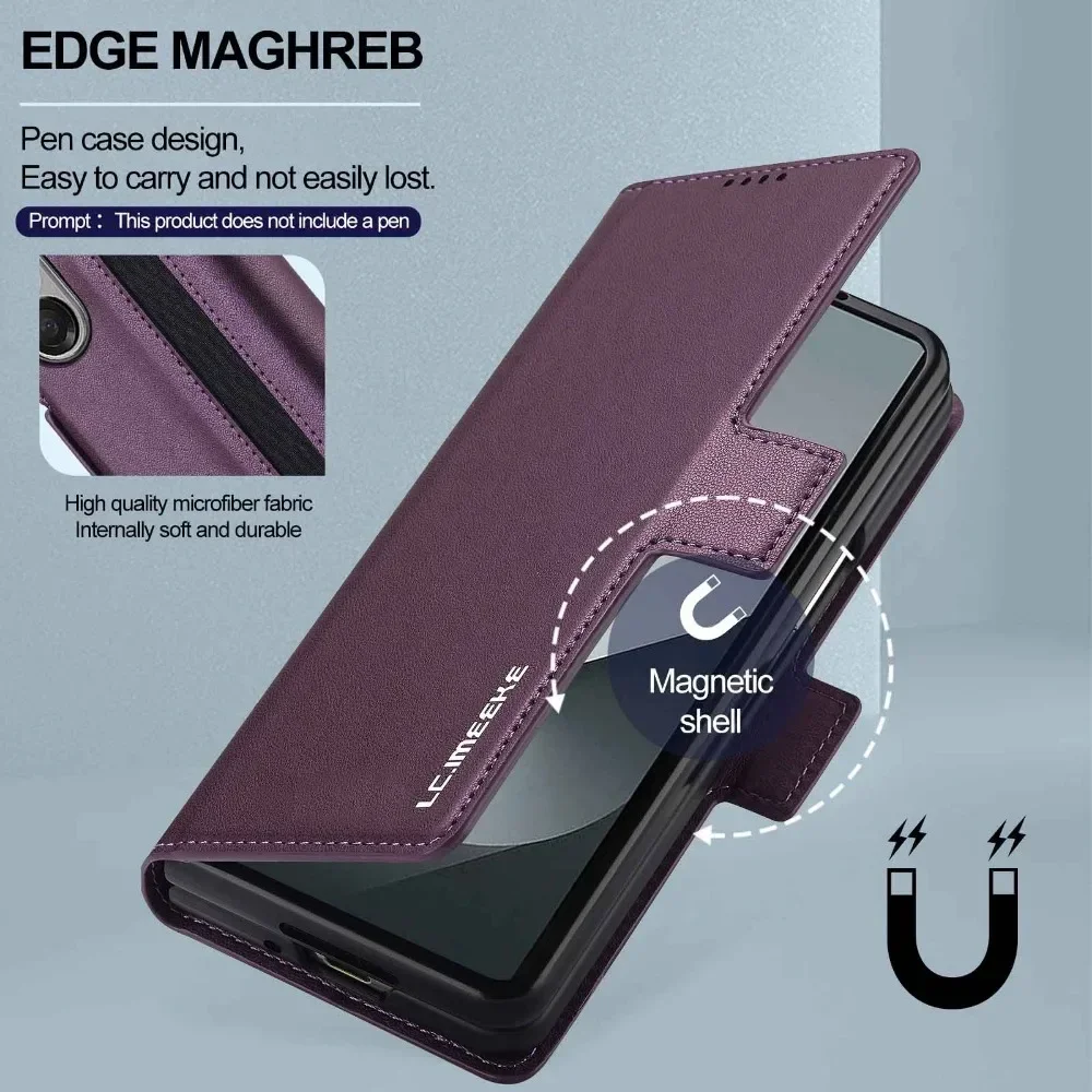 Premium-Leder-Handyhülle, Fold 6, Fold 5, Fold 4, 5G mit Stifthalter, Brieftasche, Flip-Telefonabdeckung – Bild 5