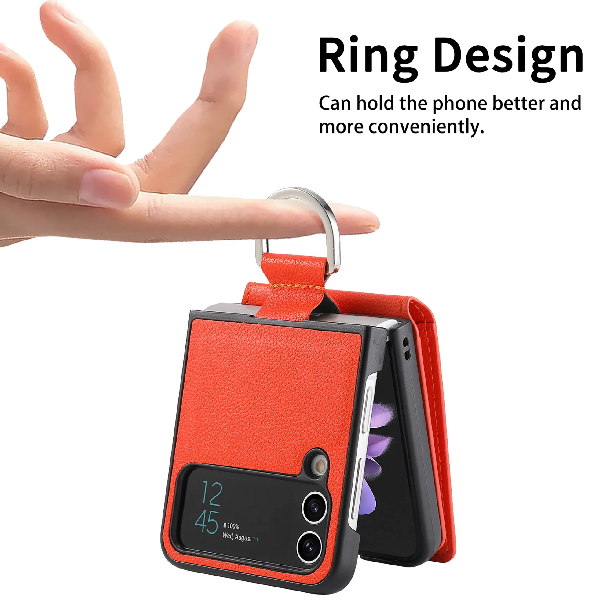 Magnetischer Ringhalter, Leder, Brieftasche, Karten, Solt-Hülle, Flip5, 5G, Flip4, Ständer, vertikale – Bild 6