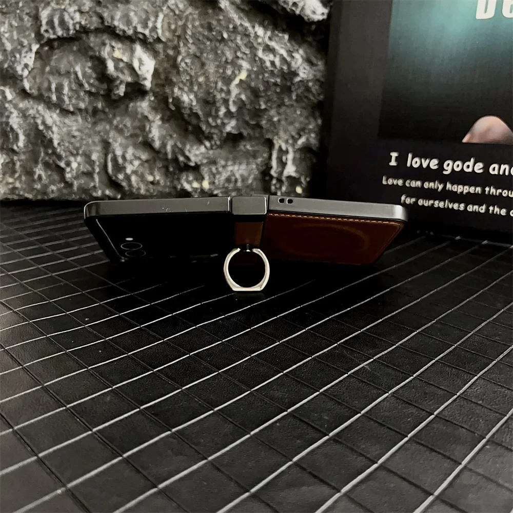 360 rotierende magnetische Ringhalter-Telefonhülle Flip6 Flip5 Flip4 Flip3 5G PU-Leder-Rückseite – Bild 2
