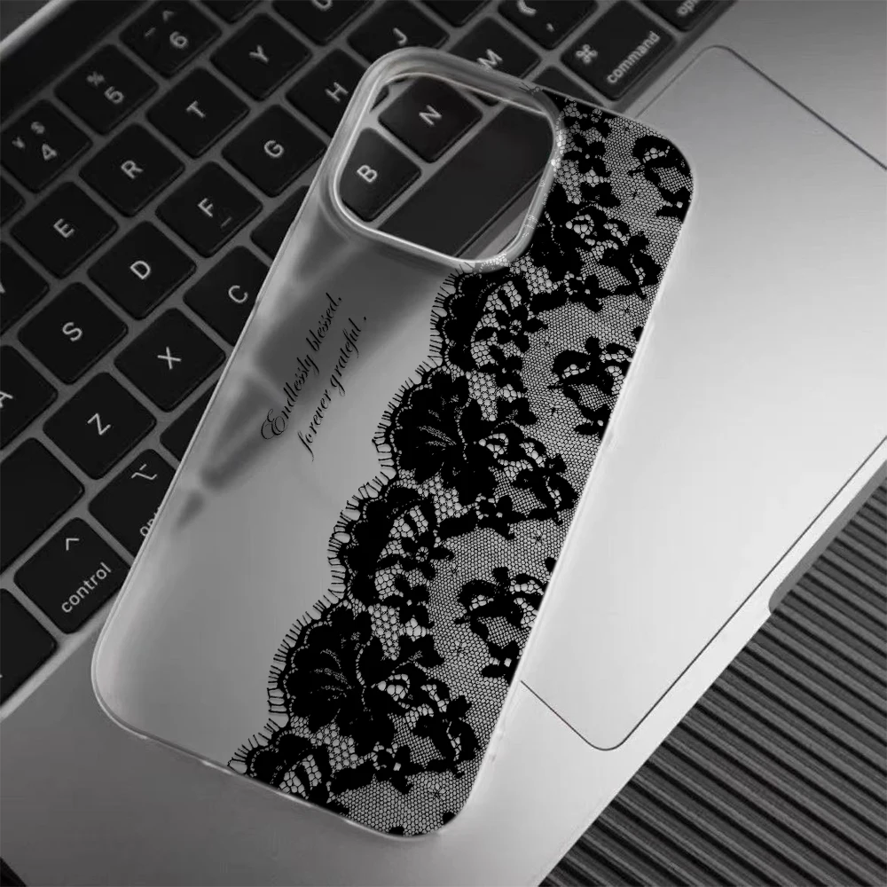 Buchstaben-Schwarze Spitzen-Handyhülle Stoßfeste Weiche Transparente Hüllen Coque – Bild 6