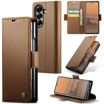 Galaxy Z Fold6: Magnetische Flip-Leder-Schutzhülle 7 6 5 Fold8 Fold7 5G Brieftasche mit Kartenhalter