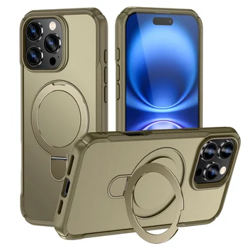 iPhone 16: Für Magsafe Wireless Charge Fold Magnetische Ständer Telefon Fall Anti-slip Stoßstange Abdeckung