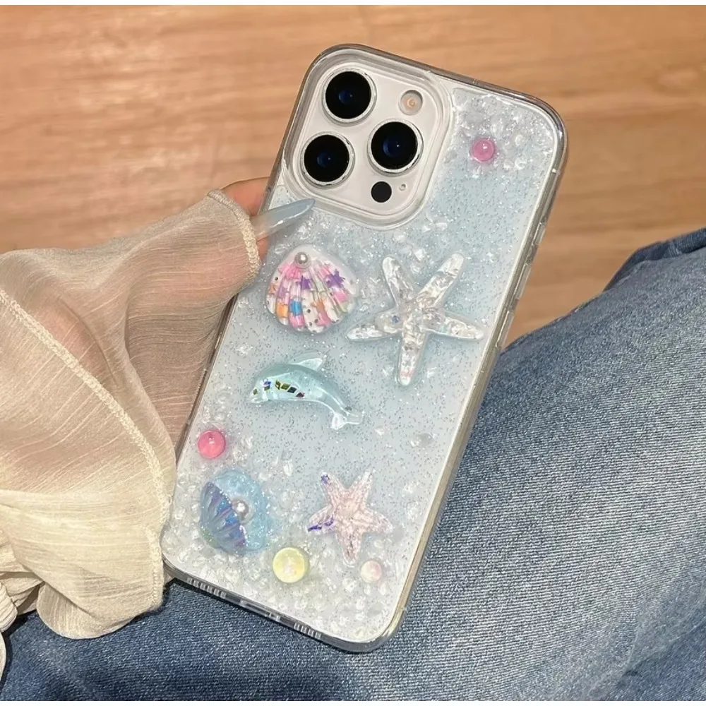 Glitzernde 3D Süße Handyhülle – Bling Seestern Stoßfeste Schutzhülle – Bild 3