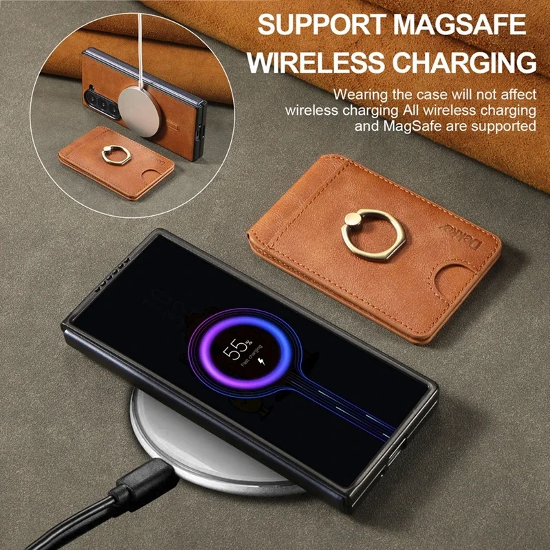 Brieftaschenhülle Fold 6 Fold 5 Fold4 Fold3 Kabelloses Laden Kartenfach mit Ring Handyhülle – Bild 5