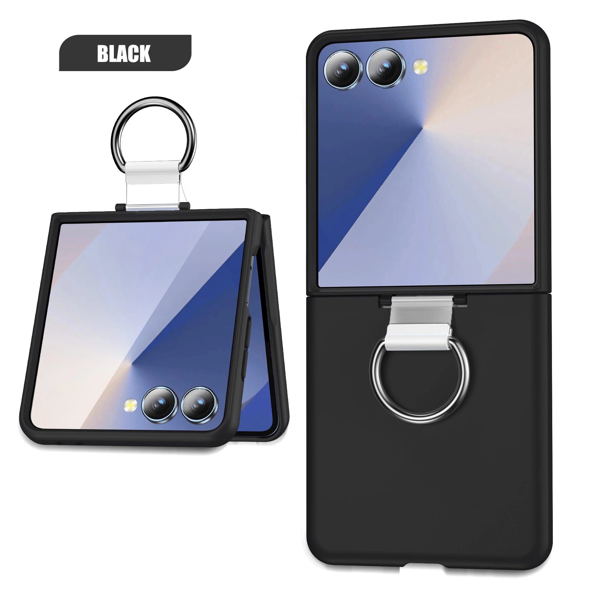 Galaxy Z Flip7: Handyhülle mit Ringhalter 7FE Flip6 Stoßfeste Panzerhülle aus hartem PC-Material