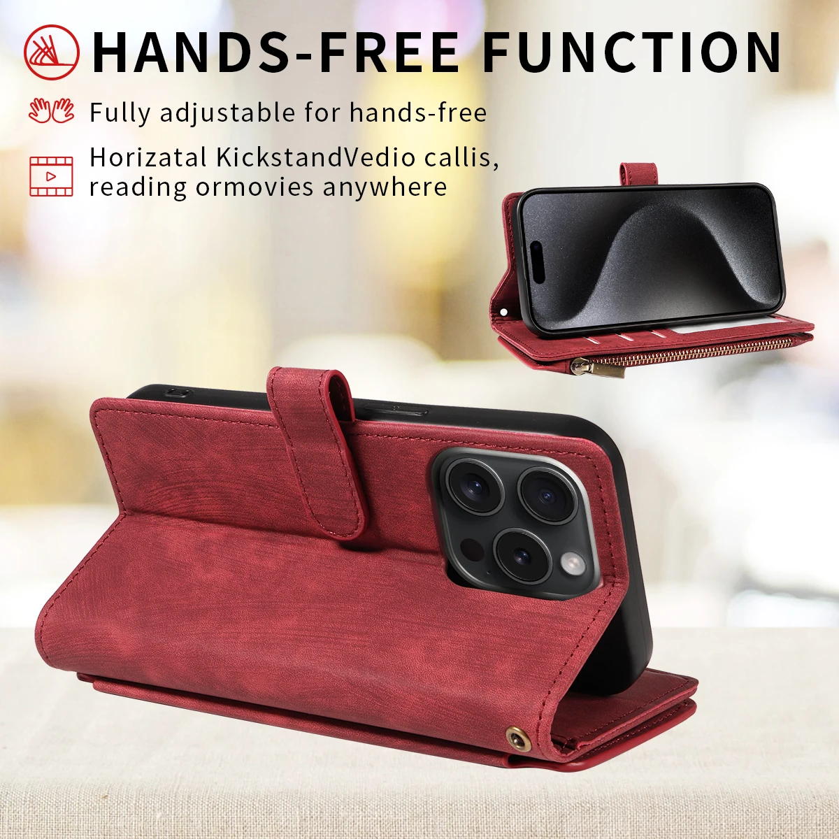 PU-Leder-Handyhülle Flip Wallet Style Handyhülle – Bild 5